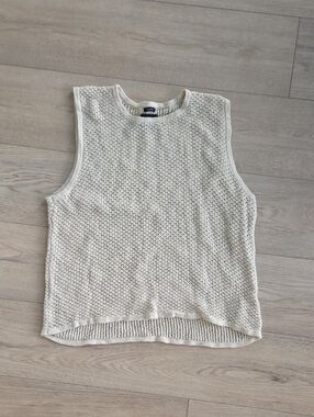 Abercrombie & Fitch Cream Cropped Open-Knit Tank